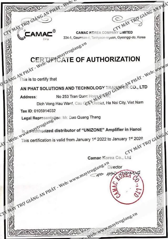 an phat nhan giay uy quyen nha phan phoi may tro giang unizone toi 2028