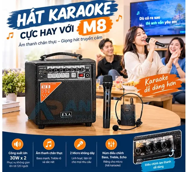 loa hat karaoke hay exa m8 cho gia dinh