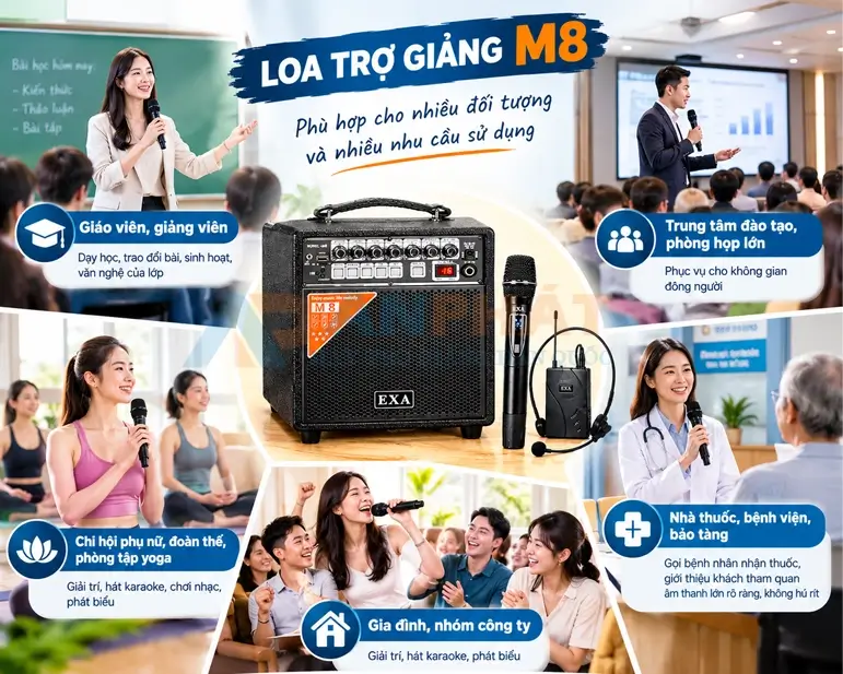 loa tro giang m8 phu họp nhieu doi tuong muc dich